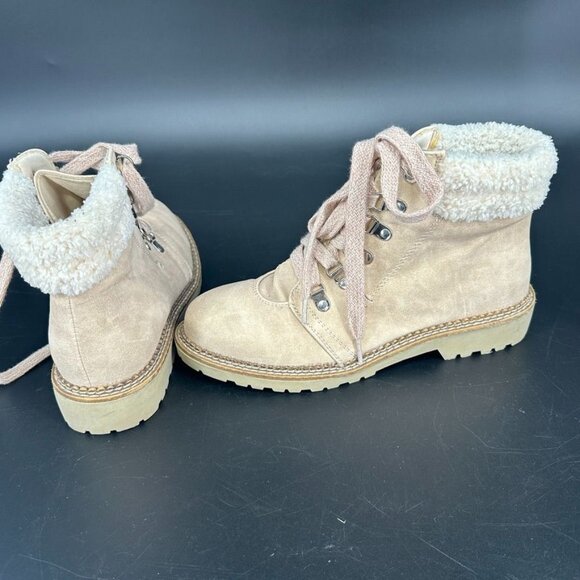 Dirty Laundry Casbah Ankle Boot Size 9 Creme Sherpa Lace Up Boots Chunky - Picture 10 of 11
